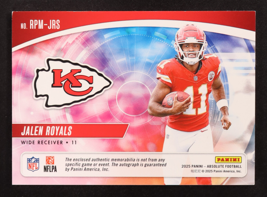 Jalen Royals 2025 Absolute Rookie Premiere Materials Autographs Purple #27 #14/24 RC at PristineAuction.com Jalen Royals 2025 Absolute Rookie Premiere Materials Autographs Purple #27 #14/24 RC at PristineAuction.com