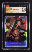Steven John Ward Signed 2024 One Piece Card Game ONE PIECE CARD THE BEST Premium Booster #OP01070 Dracule Mihawk (CGC 9.5 | Auto 9) at PristineAuction.com