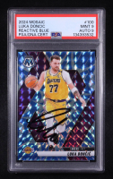 Luka Doncic Signed 2024-25 Panini Mosaic Reactive Blue #100 (PSA 9 | Autograph Graded PSA 9) at PristineAuction.com
