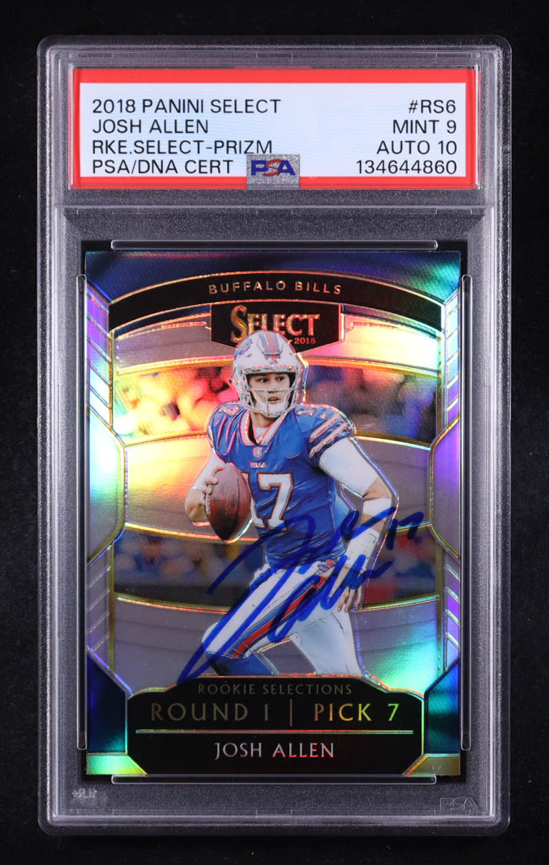 Josh Allen Signed 2018 Panini Select Rookie Prizm #RS-6 RC (PSA 9 | Autograph Graded PSA 10) at PristineAuction.com Josh Allen Signed 2018 Panini Select Rookie Prizm #RS-6 RC (PSA 9 | Autograph Graded PSA 10) at PristineAuction.com