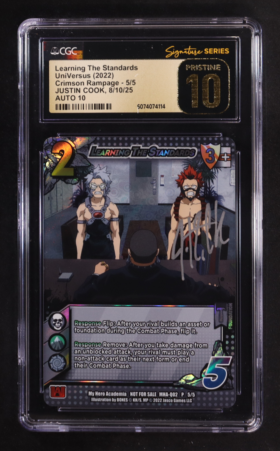 Justin Cook Signed 2022 UniVersus My Hero Adademia Crimson Rampage Promos #5 Learning The Standards (CGC 10 | Pristine Black Label | Auto 10) at PristineAuction.com Justin Cook Signed 2022 UniVersus My Hero Adademia Crimson Rampage Promos #5 Learning The Standards (CGC 10 | Pristine Black Label | Auto 10) at PristineAuction.com