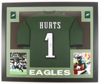 Jalen Hurts Signed Custom Framed Jersey Display (JSA) at PristineAuction.com