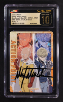 Max Middleton Signed 2025 Union Arena TCG One Punch Man Starter Deck Action Points #UE06STOPM1AP01 Action Point (Saitama/Genos) (CGC 10 | Pristine Black Label | Auto 9) at PristineAuction.com