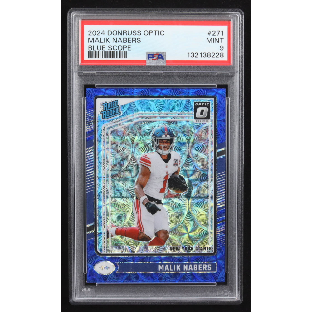 Malik Nabers 2024 Donruss Optic Blue Scope #271 RR RC (PSA 9) at PristineAuction.com