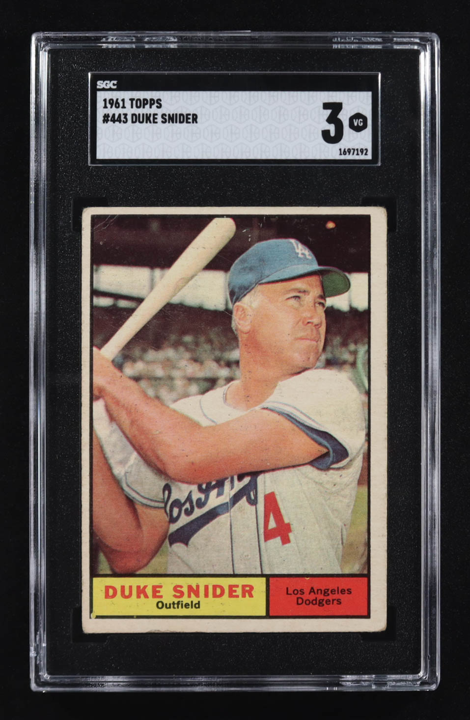 Duke Snider 1961 Topps #443 (SGC 3) at PristineAuction.com Duke Snider 1961 Topps #443 (SGC 3) at PristineAuction.com