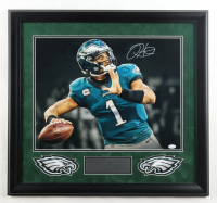 Jalen Hurts Signed Eagles Custom Framed Photo Display with Name & Team Plaque (JSA) at PristineAuction.com