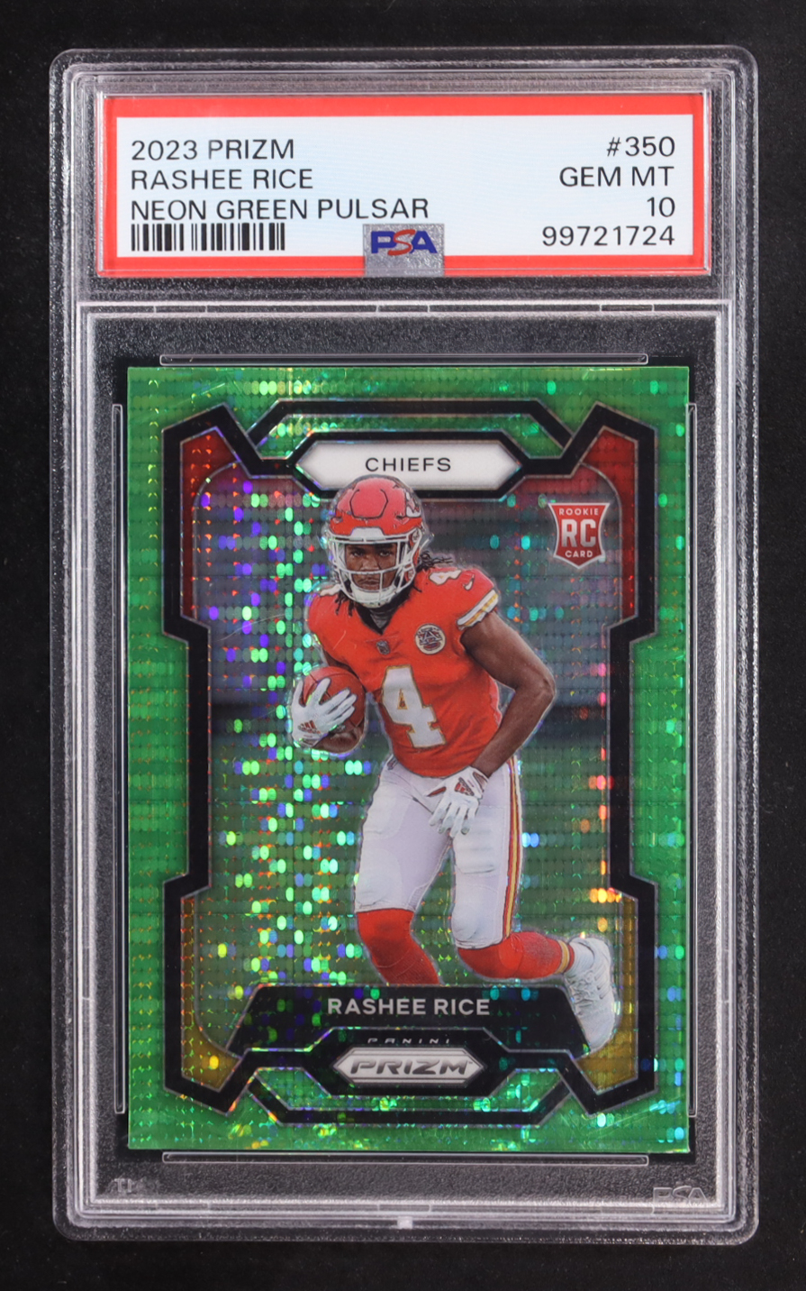 Rashee Rice 2023 Panini Prizm Neon Green Pulsar #350 RC (PSA 10) at PristineAuction.com Rashee Rice 2023 Panini Prizm Neon Green Pulsar #350 RC (PSA 10) at PristineAuction.com