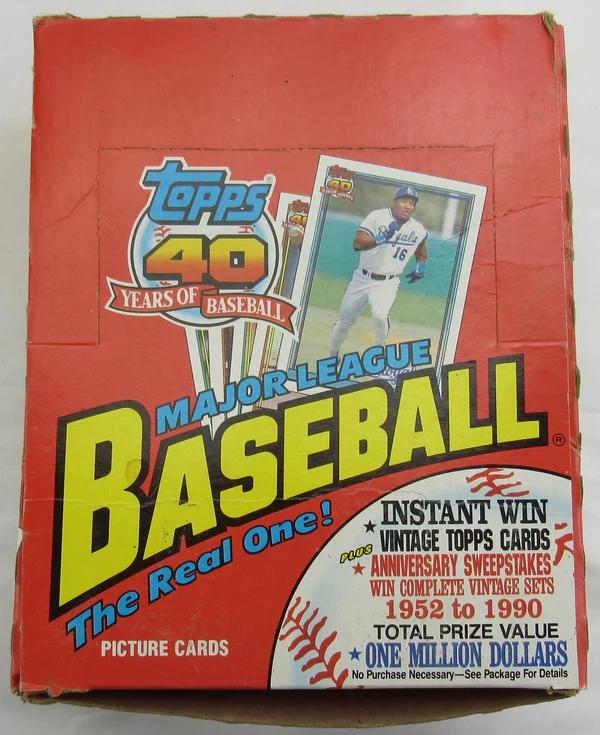 1991 Topps 40 Years of Baseball Wax Box with (36) Packs at PristineAuction.com 1991 Topps 40 Years of Baseball Wax Box with (36) Packs at PristineAuction.com