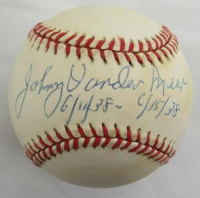 Johnny Vandeermeer Signed ONL Baseball Inscribed "6/11/38-6/15/38" (JSA) at PristineAuction.com