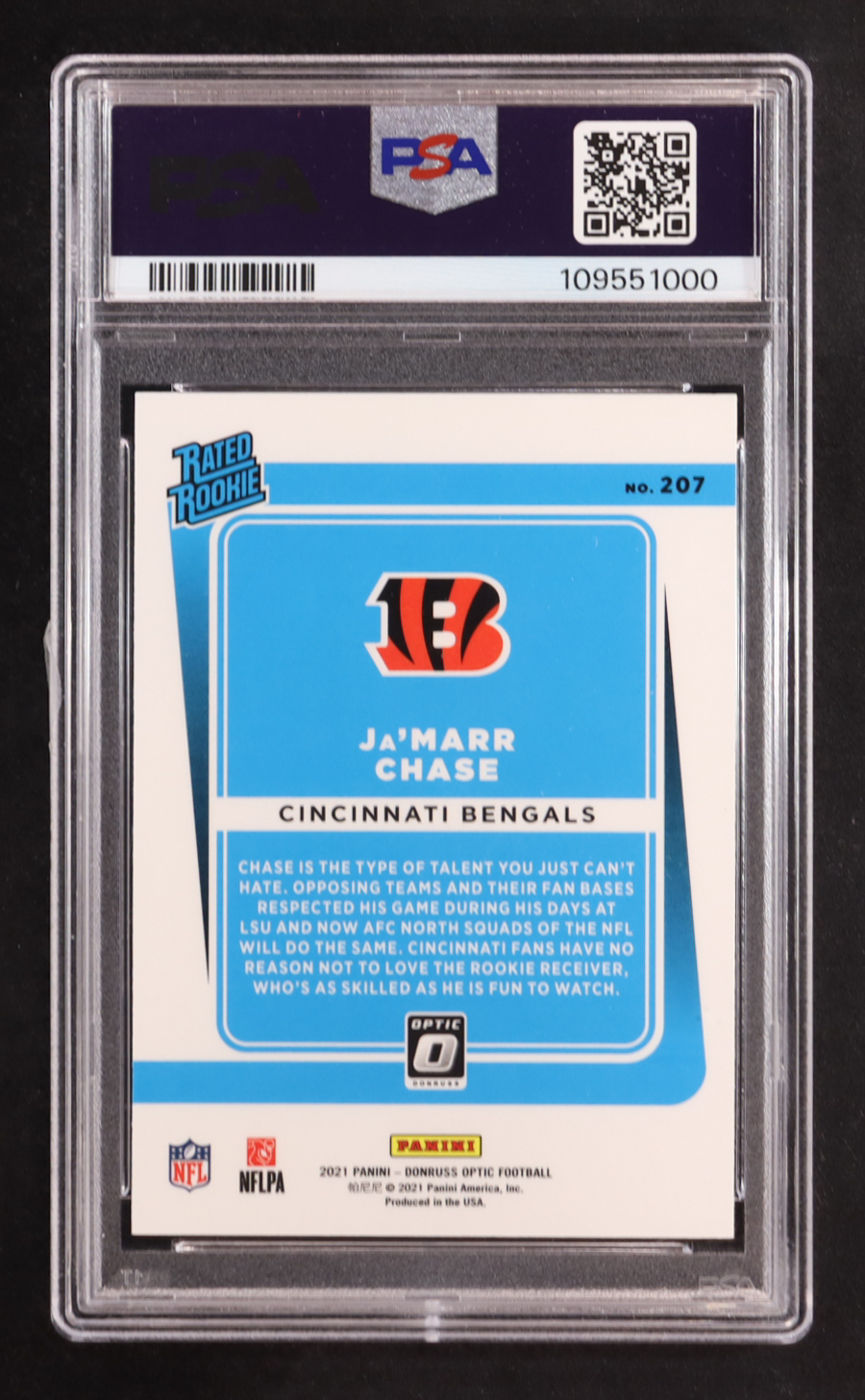 Ja'Marr Chase 2021 Donruss Optic #207 RR RC (PSA 9) at PristineAuction.com Ja'Marr Chase 2021 Donruss Optic #207 RR RC (PSA 9) at PristineAuction.com