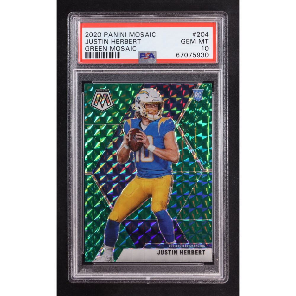 Justin Herbert 2020 Panini Mosaic Mosaic Green #204 RC (PSA 10) at PristineAuction.com