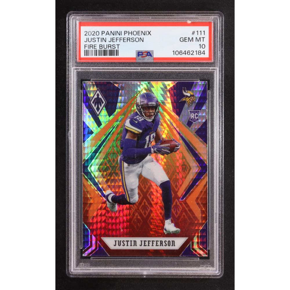 Justin Jefferson 2020 Panini Phoenix Fire Burst #111 RC (PSA 10) at PristineAuction.com