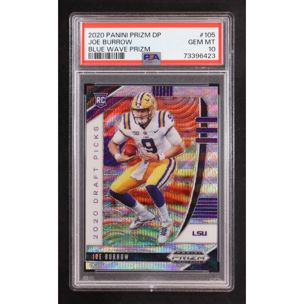 Joe Burrow 2020 Panini Prizm Draft Picks Prizms Blue Wave #105 #112/299 RC (PSA 10) at PristineAuction.com