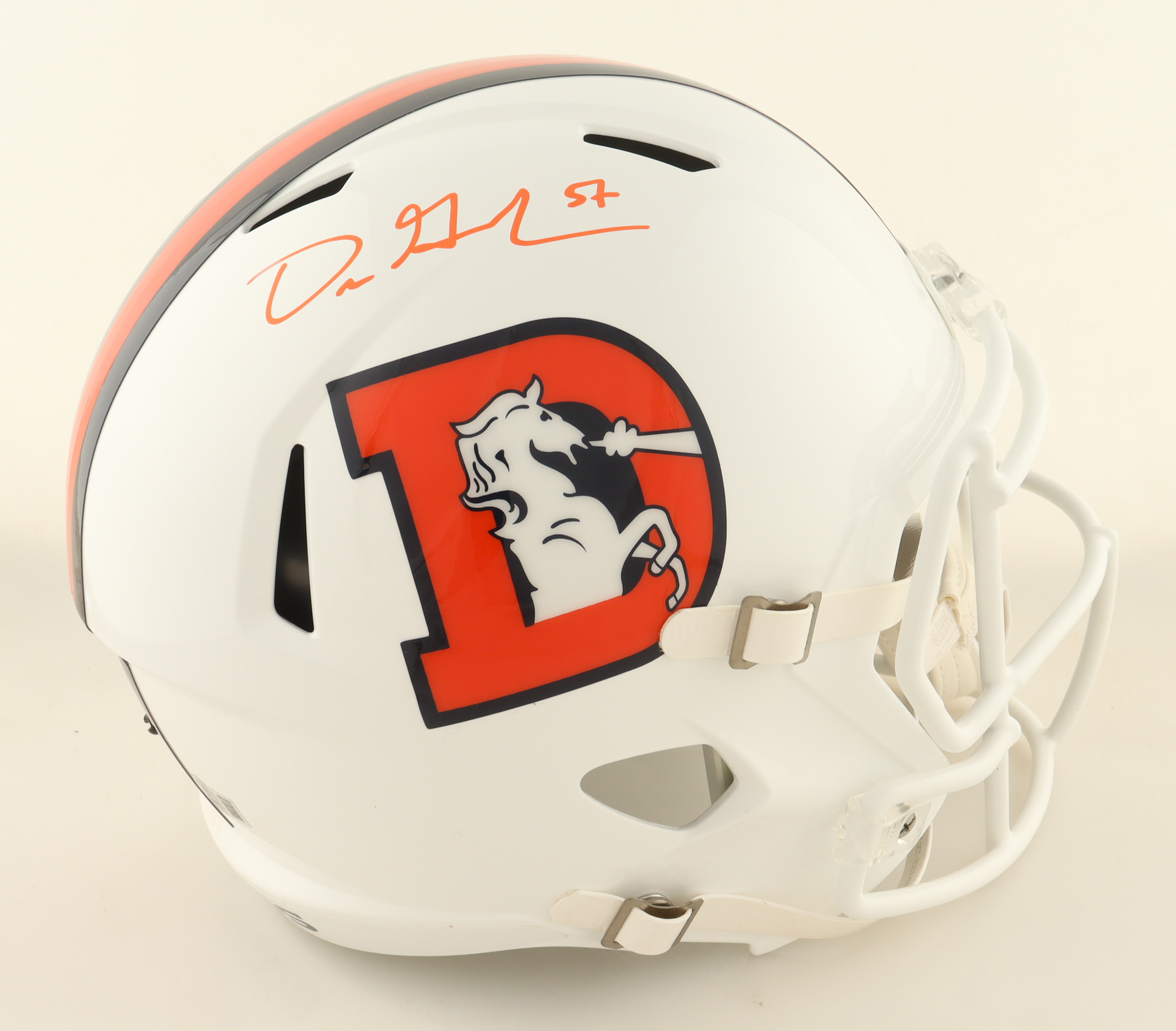 Dre Greenlaw Signed Broncos Full-Size Speed Helmet (Beckett) at PristineAuction.com Dre Greenlaw Signed Broncos Full-Size Speed Helmet (Beckett) at PristineAuction.com