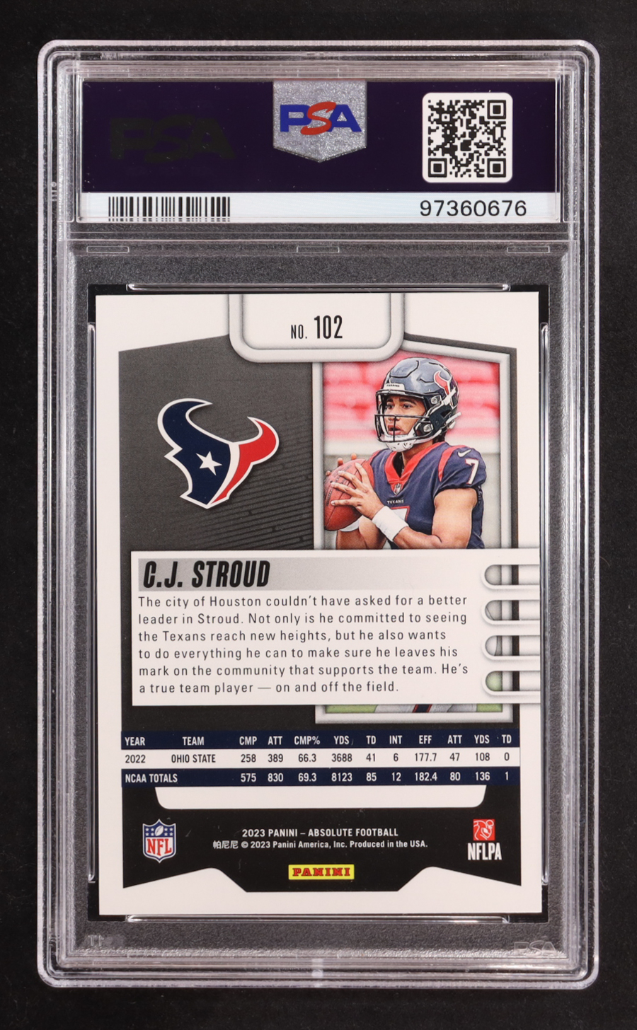 CJ Stroud 2023 Panini Absolute #102 RC (PSA 10) at PristineAuction.com CJ Stroud 2023 Panini Absolute #102 RC (PSA 10) at PristineAuction.com