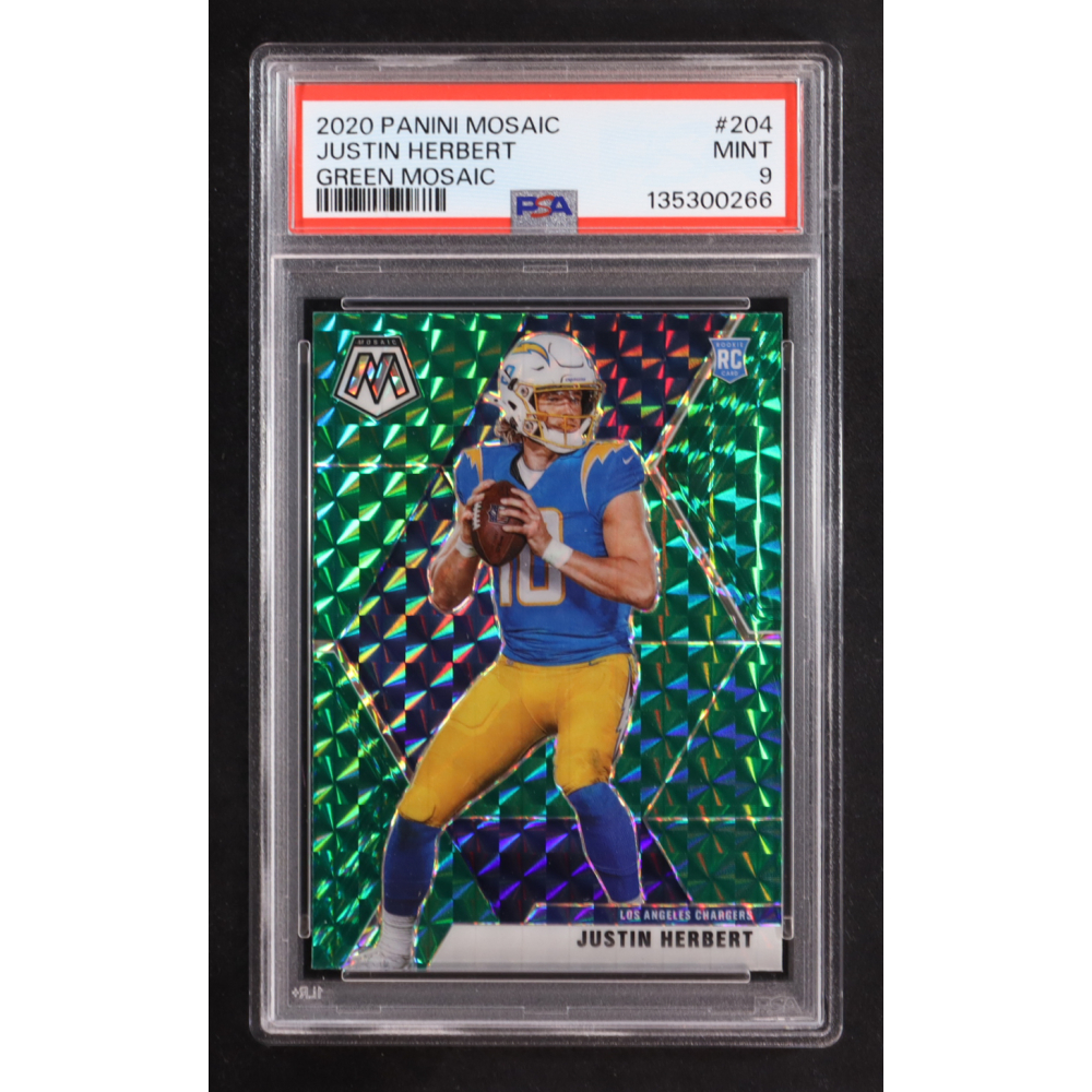 Justin Herbert 2020 Panini Mosaic Mosaic Green #204 RC (PSA 9) at PristineAuction.com