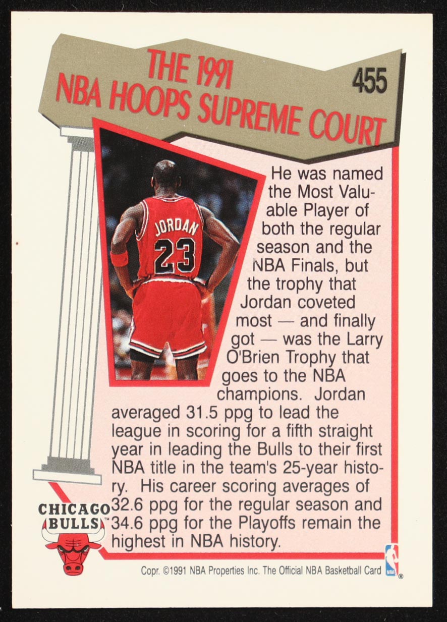 Michael Jordan 1991-92 Hoops #455 SC at PristineAuction.com Michael Jordan 1991-92 Hoops #455 SC at PristineAuction.com