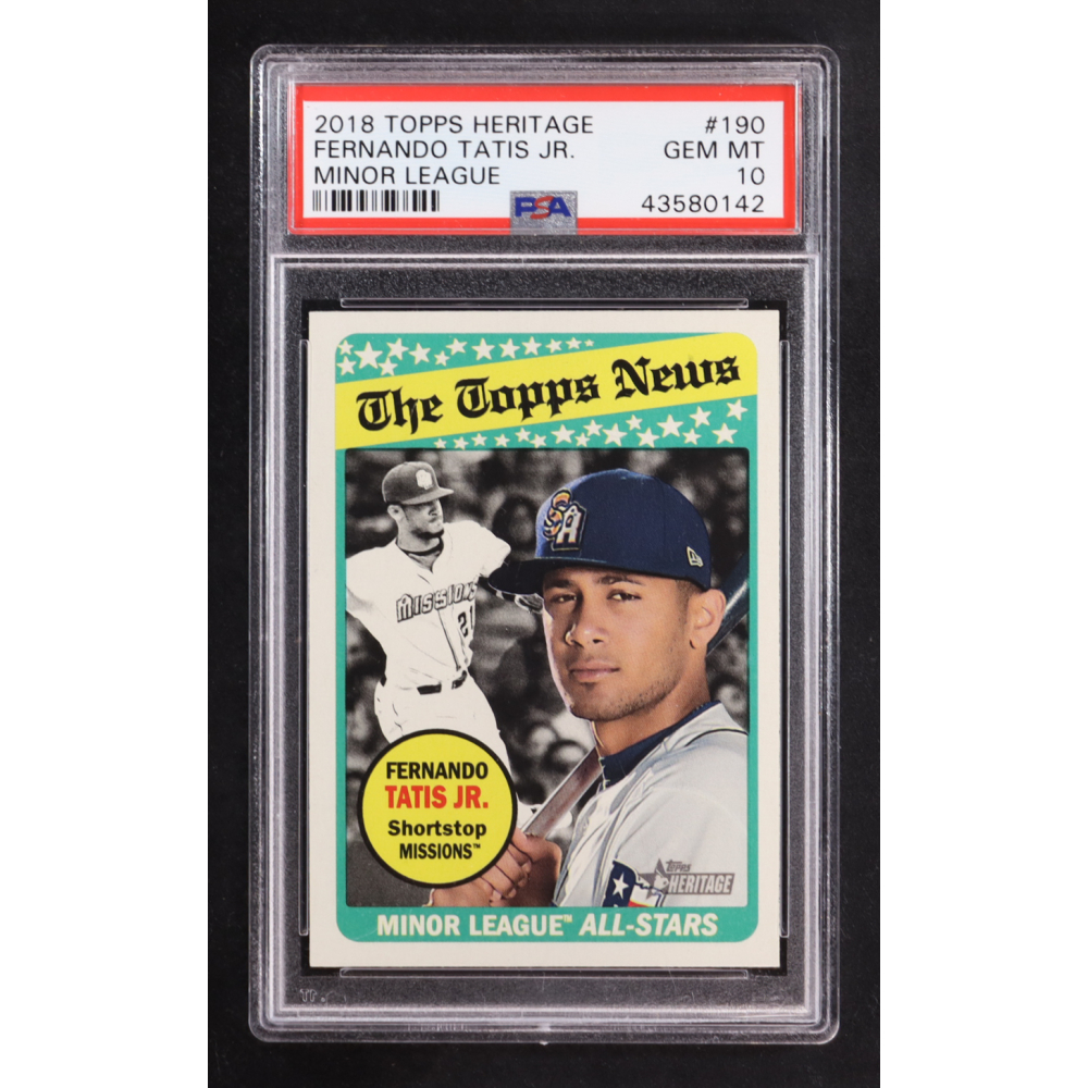 Fernando Tatis Jr. 2018 Topps Heritage Minors #190 AS RC (PSA 10) at PristineAuction.com