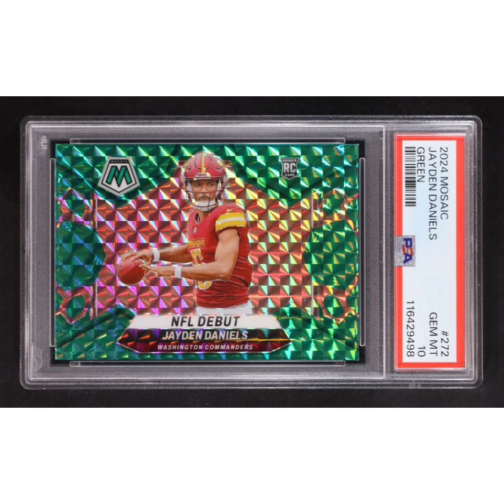 Jayden Daniels 2024 Panini Mosaic NFL Debut Mosaic Green #272 RC (PSA 10) at PristineAuction.com