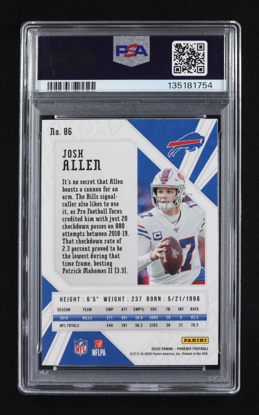 Josh Allen 2020 Panini Phoenix Fire Burst #86 (PSA 10) at PristineAuction.com Josh Allen 2020 Panini Phoenix Fire Burst #86 (PSA 10) at PristineAuction.com