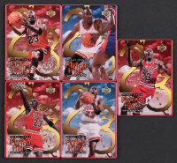 Michael Jordan 1998 Upper Deck Jordan Metal Flying High Collector's Tin Set of (5) Metal Cards at PristineAuction.com