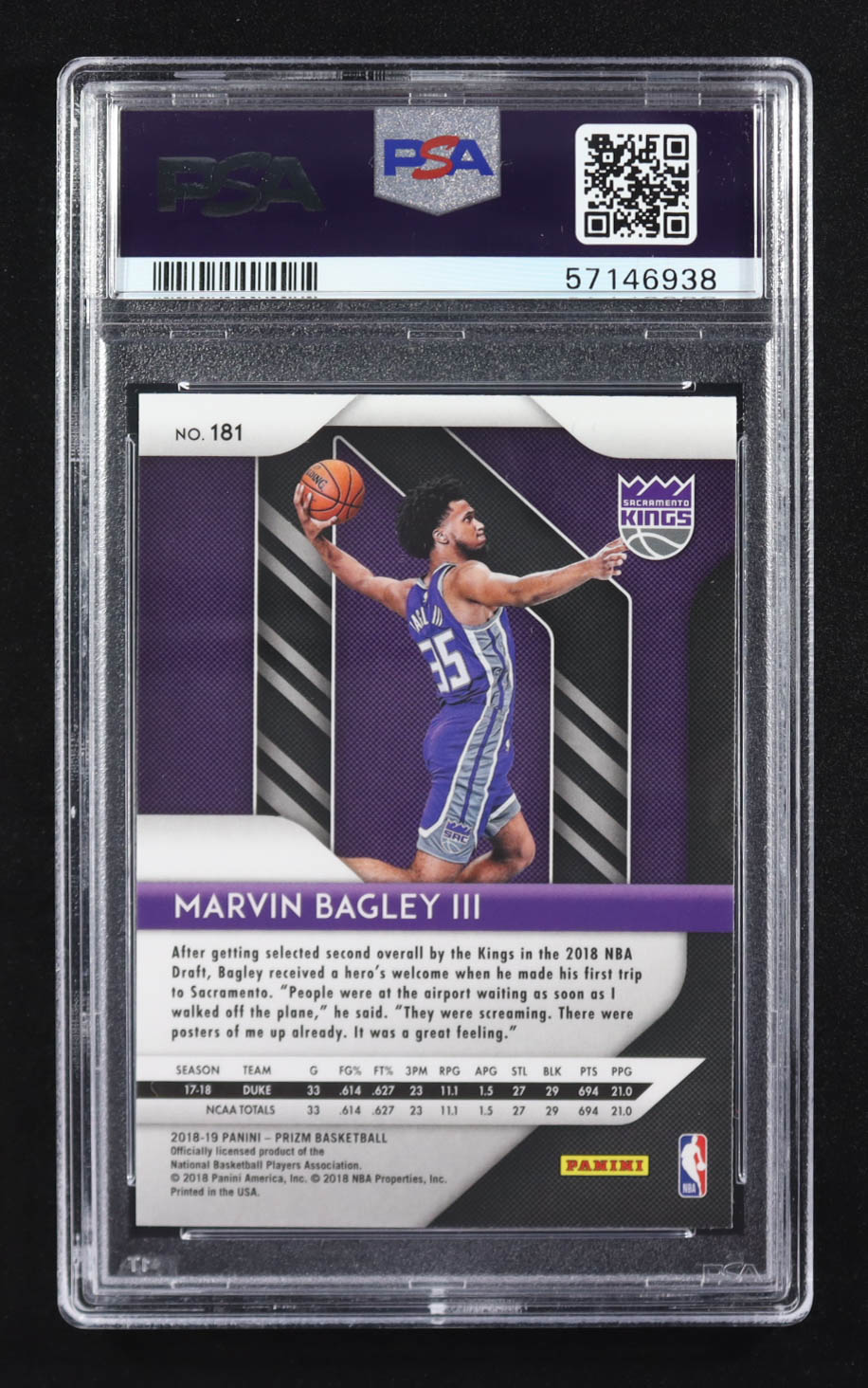 Marvin Bagley III 2018-19 Panini Prizm #181 RC (PSA 9) at PristineAuction.com Marvin Bagley III 2018-19 Panini Prizm #181 RC (PSA 9) at PristineAuction.com