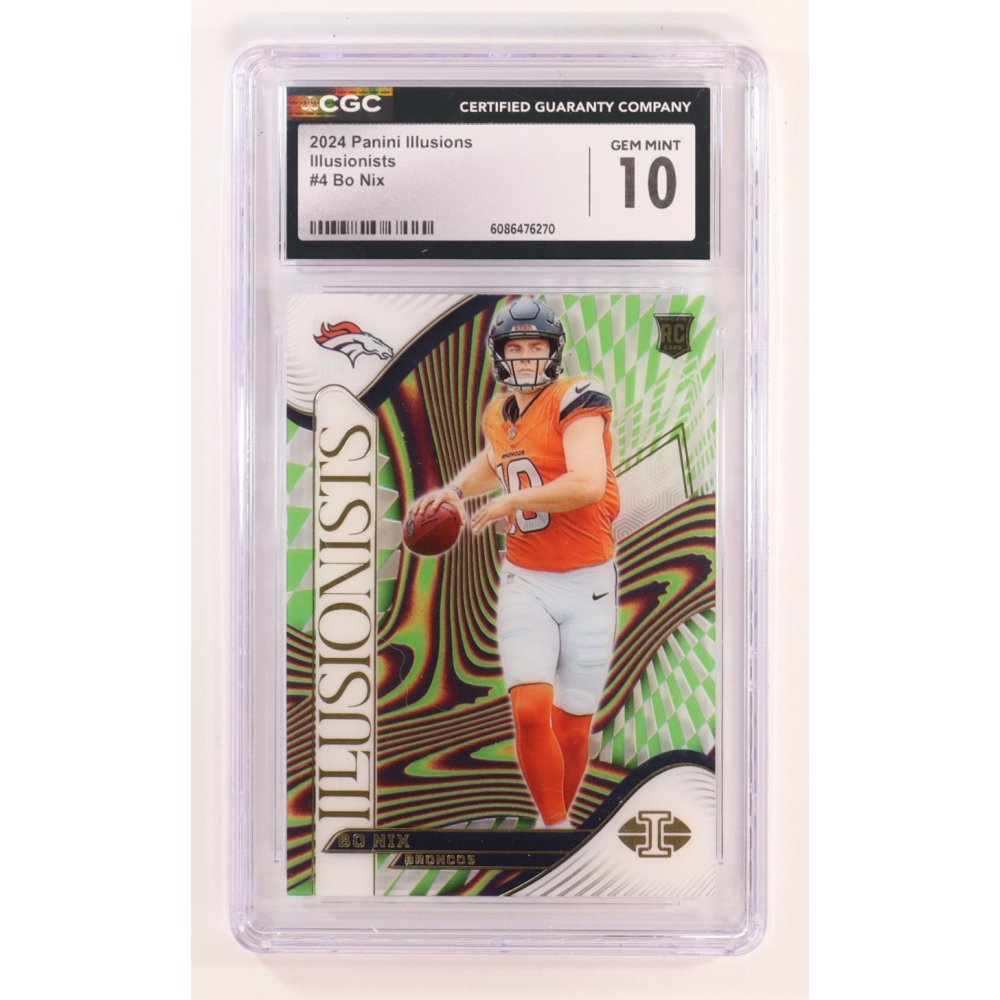 Bo Nix 2024 Panini Illusions Illusionists #4 RC (CGC 10) at PristineAuction.com