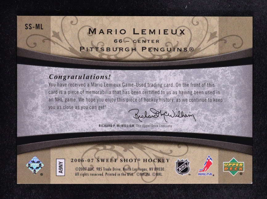 Mario Lemieux 2006-07 Sweet Shot Sweet Stitches #SSML #170/200 at PristineAuction.com Mario Lemieux 2006-07 Sweet Shot Sweet Stitches #SSML #170/200 at PristineAuction.com