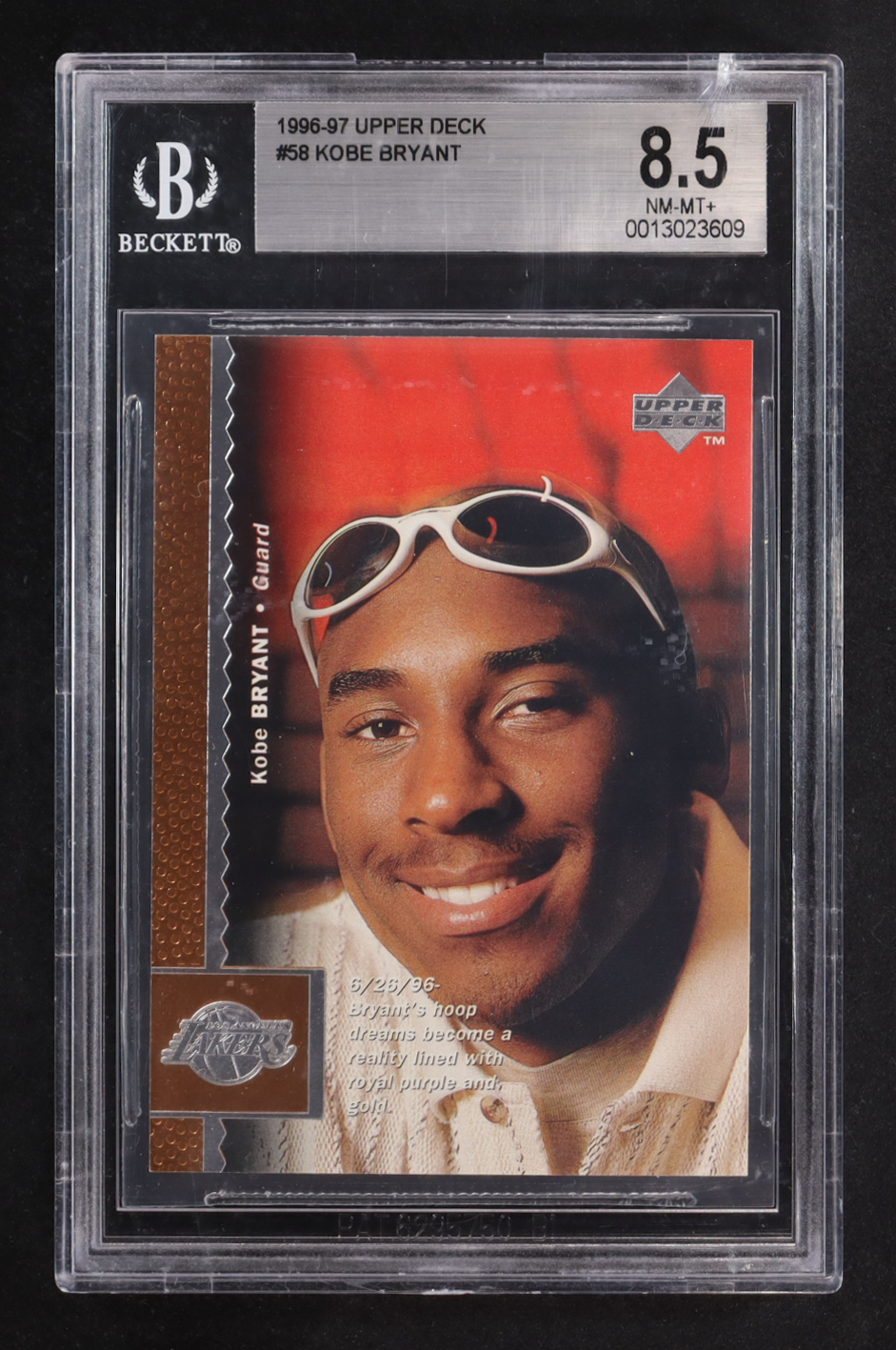Kobe Bryant 1996-97 Upper Deck #58 RC (BGS 8.5) at PristineAuction.com Kobe Bryant 1996-97 Upper Deck #58 RC (BGS 8.5) at PristineAuction.com