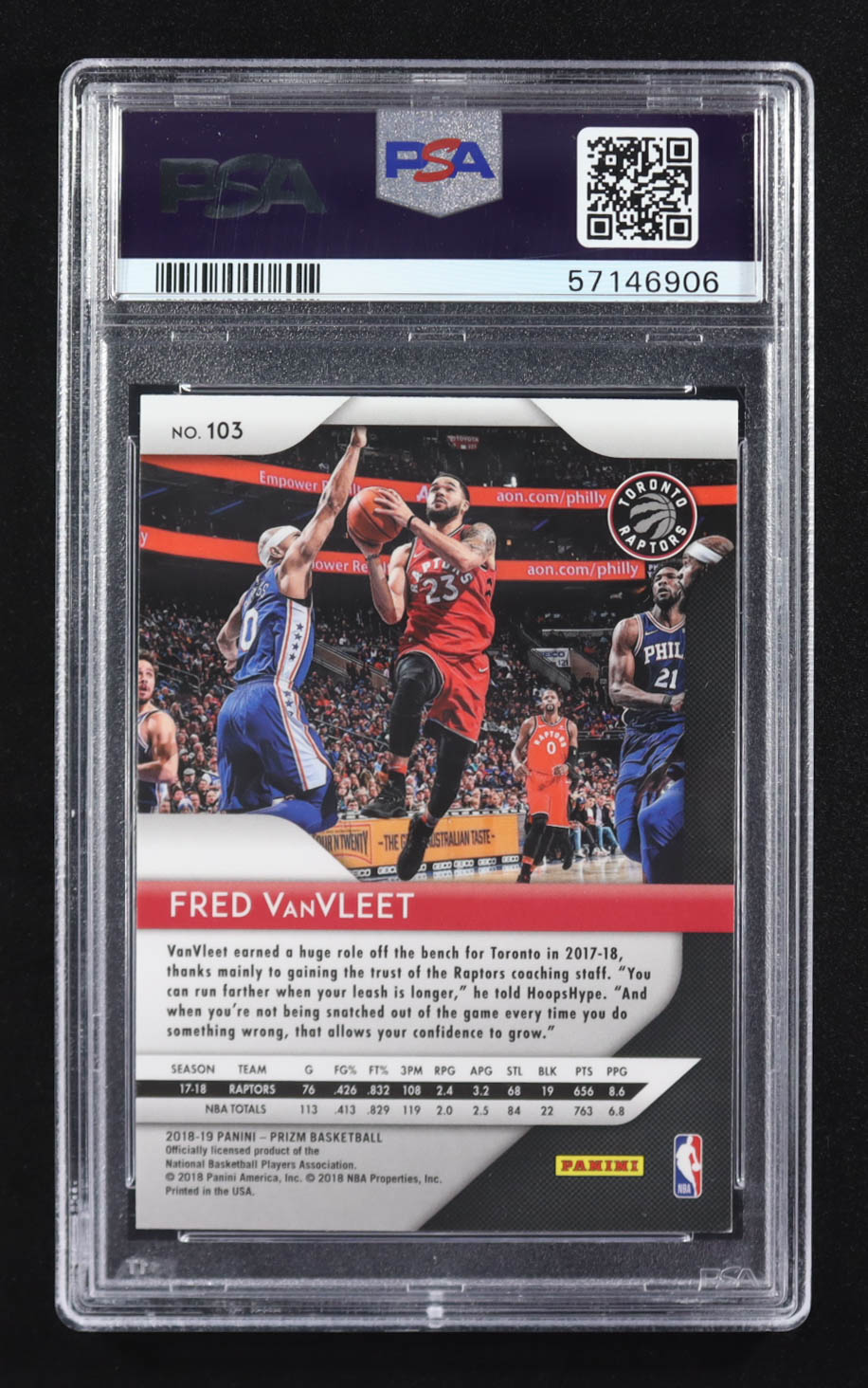 Fred VanVleet 2018-19 Panini Prizm #103 (PSA 10) at PristineAuction.com Fred VanVleet 2018-19 Panini Prizm #103 (PSA 10) at PristineAuction.com