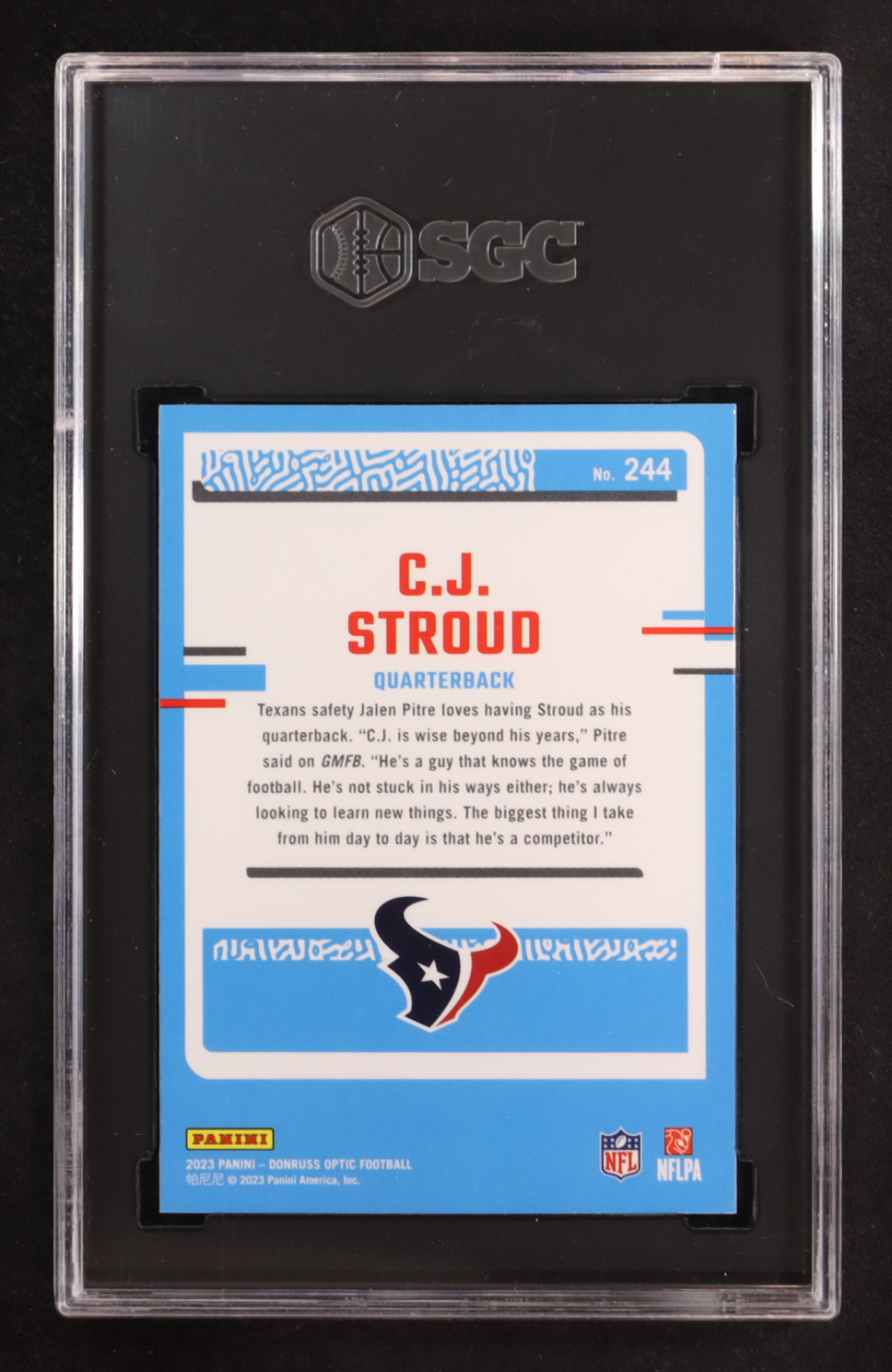 CJ Stroud 2023 Donruss Optic #244 RR RC (SGC 10) at PristineAuction.com CJ Stroud 2023 Donruss Optic #244 RR RC (SGC 10) at PristineAuction.com