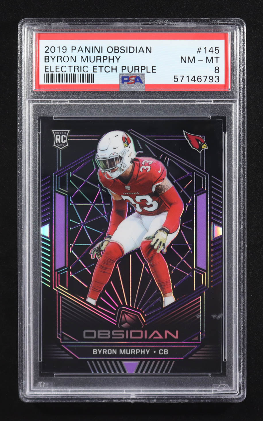 Byron Murphy 2019 Panini Obsidian Electric Etch Purple #145 RC #13/75 (PSA 8) at PristineAuction.com Byron Murphy 2019 Panini Obsidian Electric Etch Purple #145 RC #13/75 (PSA 8) at PristineAuction.com