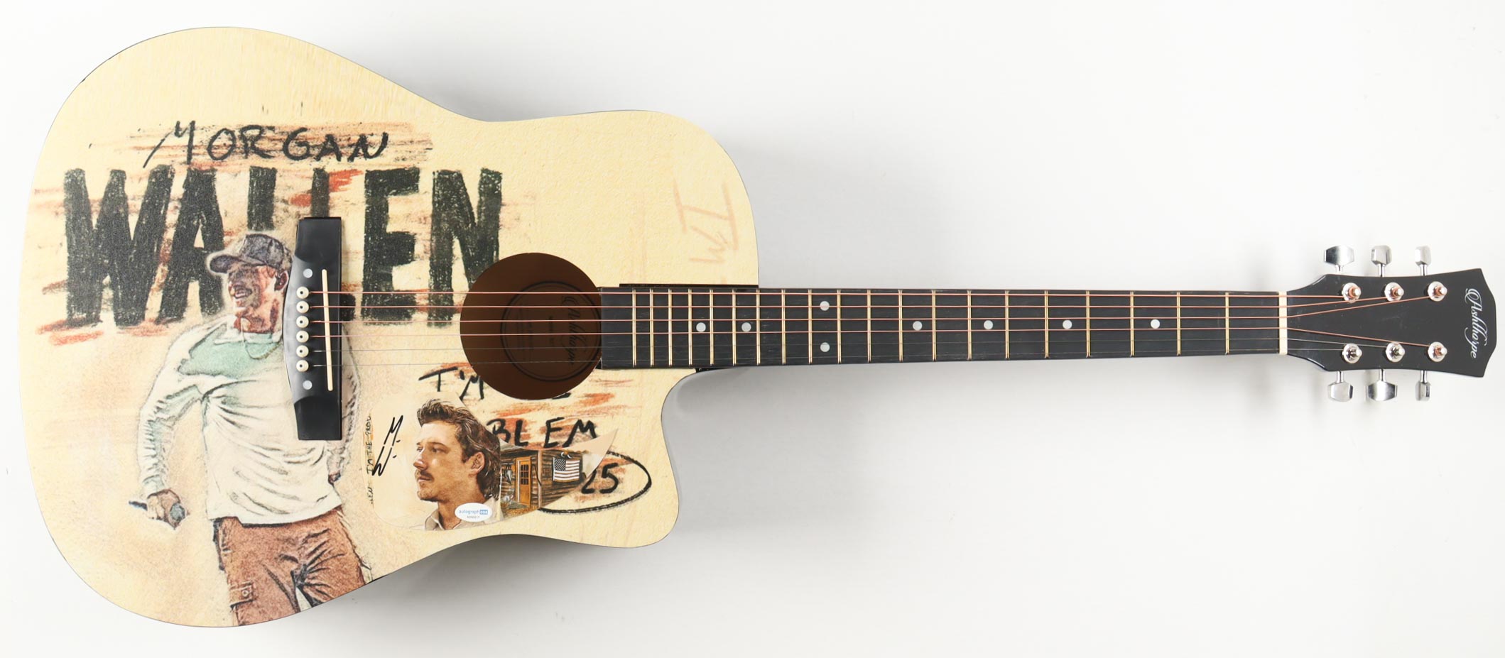 Morgan Wallen Guitar with Signed Custom Insert Pickguard (ACOA) at PristineAuction.com Morgan Wallen Guitar with Signed Custom Insert Pickguard (ACOA) at PristineAuction.com