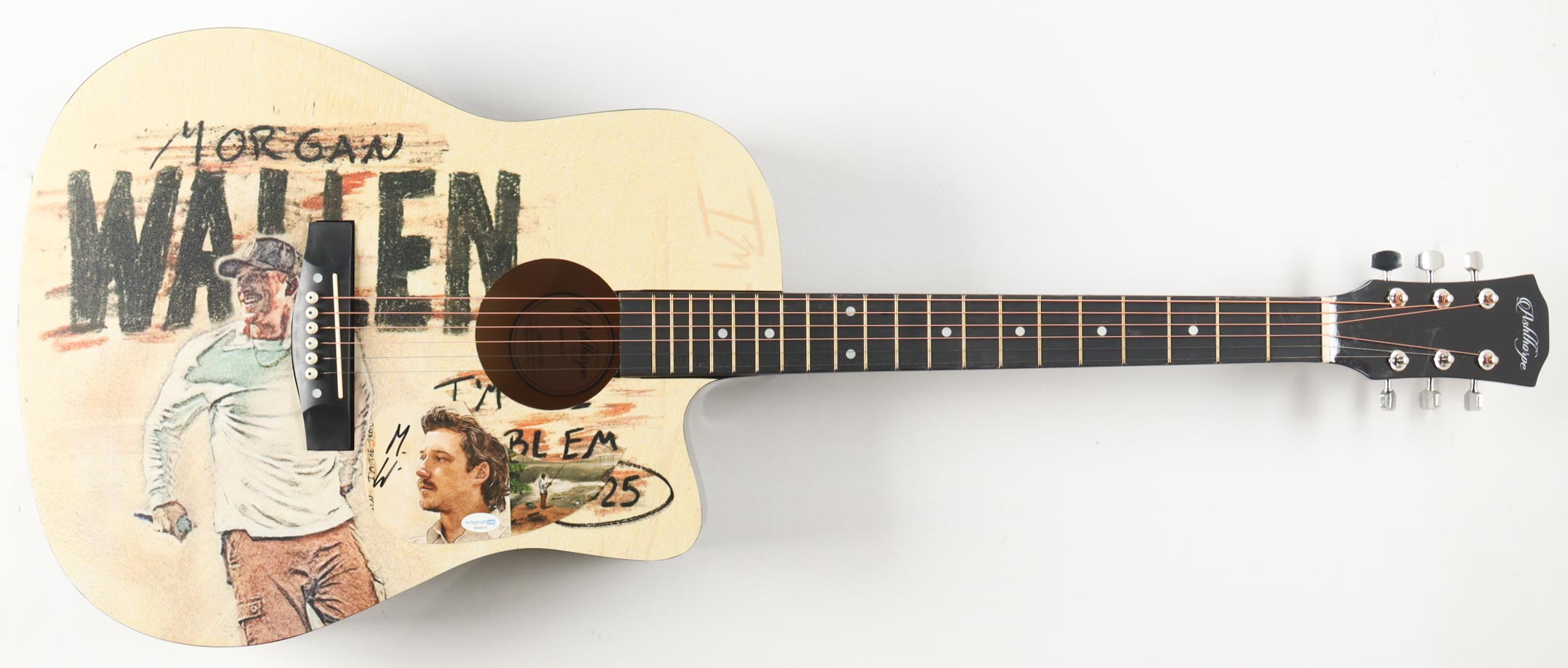 Morgan Wallen Guitar with Signed Custom Insert Pickguard (ACOA) at PristineAuction.com Morgan Wallen Guitar with Signed Custom Insert Pickguard (ACOA) at PristineAuction.com