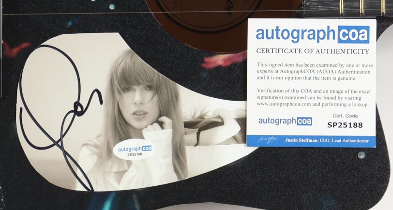 Taylor Swift Guitar with Signed Custom Insert Pickguard (ACOA) at PristineAuction.com Taylor Swift Guitar with Signed Custom Insert Pickguard (ACOA) at PristineAuction.com