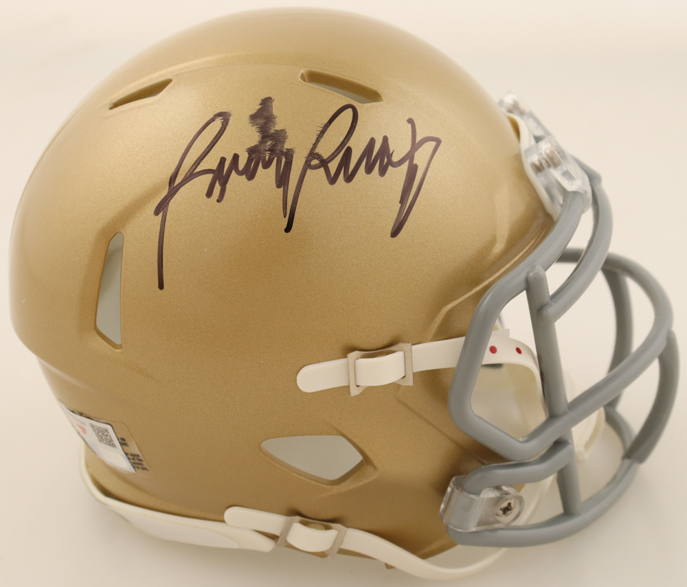 Rudy Ruettiger Signed Notre Dame Fighting Irish Speed Mini Helmet (Fanatics) at PristineAuction.com Rudy Ruettiger Signed Notre Dame Fighting Irish Speed Mini Helmet (Fanatics) at PristineAuction.com