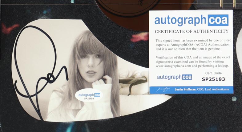 Taylor Swift Guitar with Signed Custom Insert Pickguard (ACOA) at PristineAuction.com Taylor Swift Guitar with Signed Custom Insert Pickguard (ACOA) at PristineAuction.com