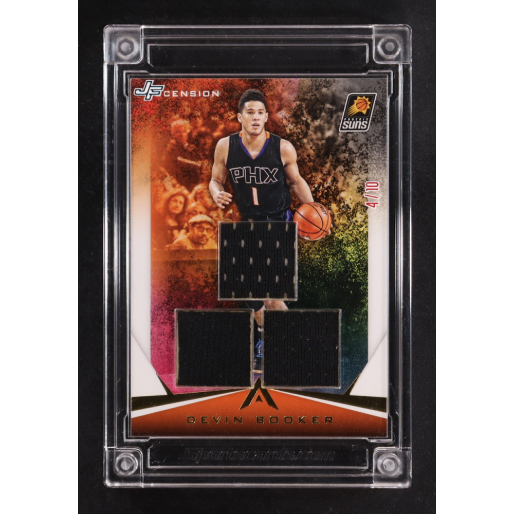 Devin Booker 2025 Jersey Fusion Triple Player-Worn Swatches #DB17 #04/10 at PristineAuction.com