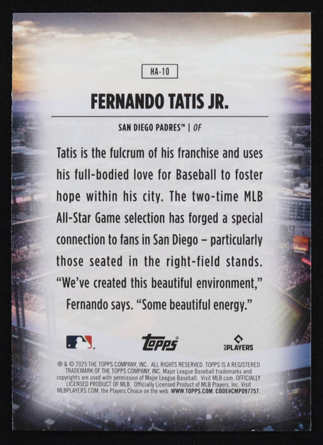 Fernando Tatis Jr. 2025 Topps Home Field Advantage #HA10 at PristineAuction.com Fernando Tatis Jr. 2025 Topps Home Field Advantage #HA10 at PristineAuction.com