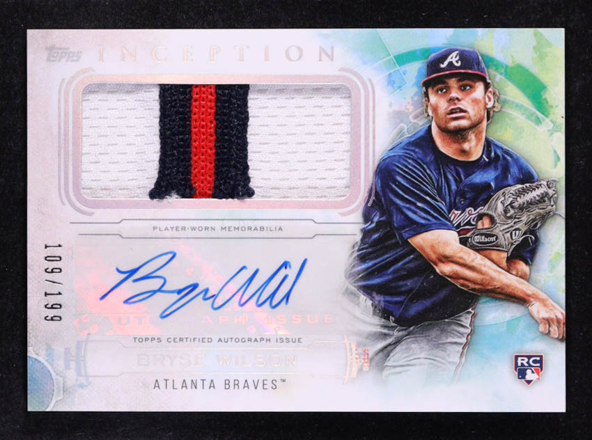 Bryse Wilson 2019 Topps Inception Patch Autographs #IAPBW #109/199 RC at PristineAuction.com Bryse Wilson 2019 Topps Inception Patch Autographs #IAPBW #109/199 RC at PristineAuction.com