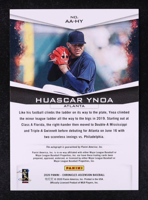 Huascar Ynoa 2020 Panini Ascension Autographs #20 at PristineAuction.com Huascar Ynoa 2020 Panini Ascension Autographs #20 at PristineAuction.com