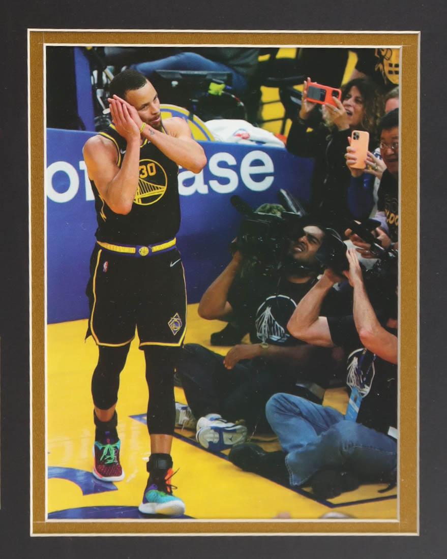 Stephen Curry Signed Custom Framed Jersey Display with (4) Finals Pins & (2) Team Logo Patches (JSA) at PristineAuction.com Stephen Curry Signed Custom Framed Jersey Display with (4) Finals Pins & (2) Team Logo Patches (JSA) at PristineAuction.com