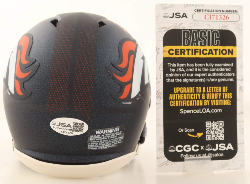 RJ Harvey Signed Broncos Speed Mini Helmet (JSA) at PristineAuction.com RJ Harvey Signed Broncos Speed Mini Helmet (JSA) at PristineAuction.com