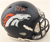 RJ Harvey Signed Broncos Speed Mini Helmet (JSA) at PristineAuction.com