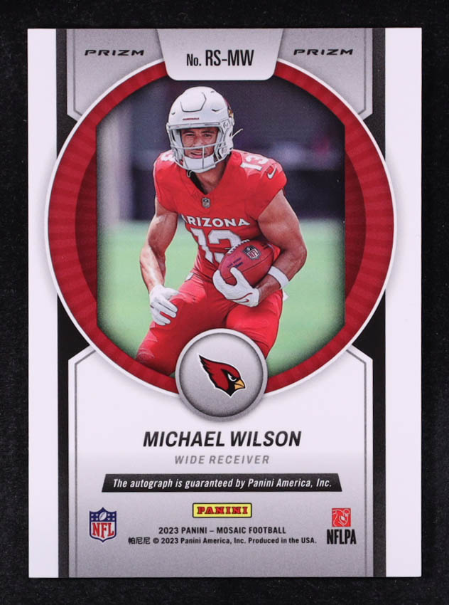 Michael Wilson 2023 Panini Mosaic Rookie Scripts #29 RC at PristineAuction.com Michael Wilson 2023 Panini Mosaic Rookie Scripts #29 RC at PristineAuction.com