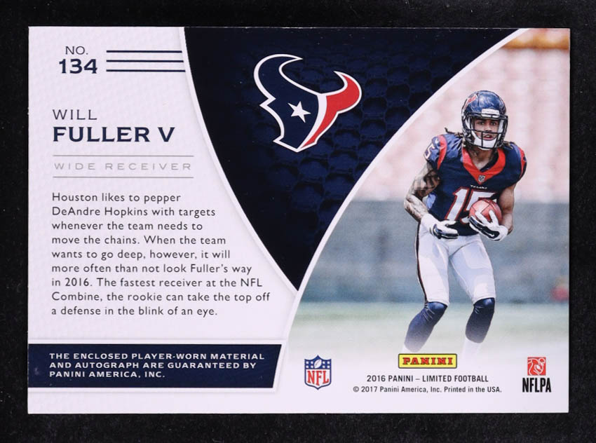 Will Fuller 2016 Limited JSY AU V #134 #118/299 RC at PristineAuction.com Will Fuller 2016 Limited JSY AU V #134 #118/299 RC at PristineAuction.com