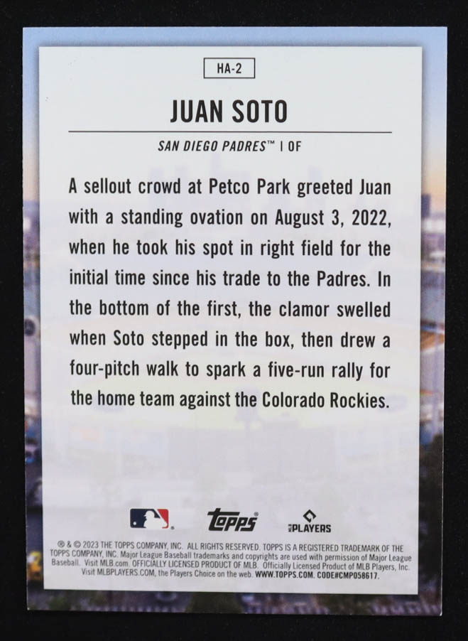 Juan Soto 2023 Topps Home Field Advantage #HA2 at PristineAuction.com Juan Soto 2023 Topps Home Field Advantage #HA2 at PristineAuction.com