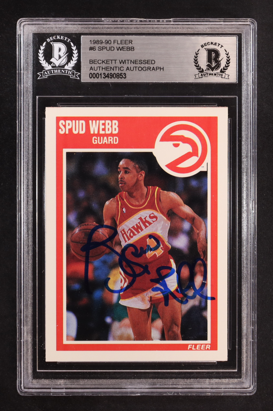 Spud Webb Signed 1989-90 Fleer #6 (BGS Encapsulated) at PristineAuction.com Spud Webb Signed 1989-90 Fleer #6 (BGS Encapsulated) at PristineAuction.com