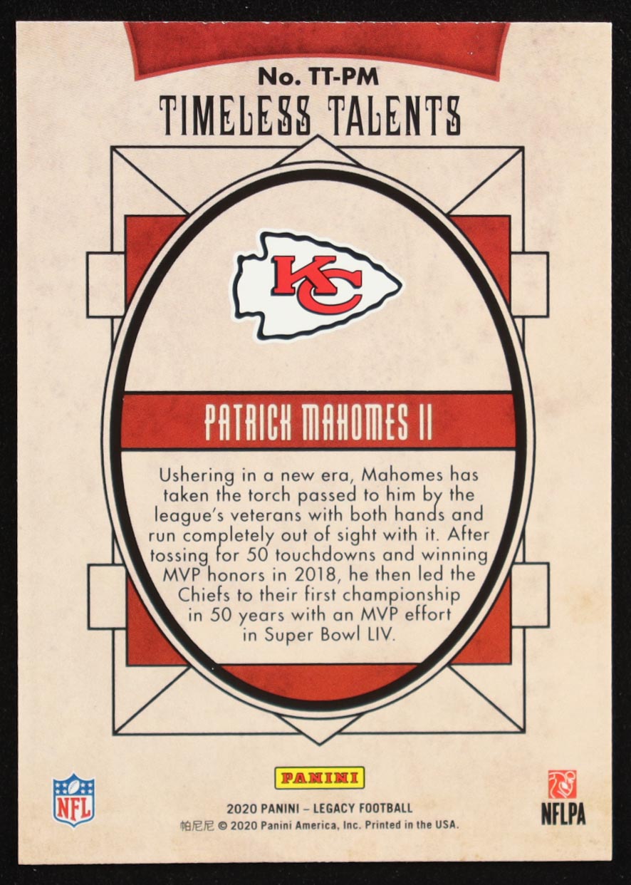 Patrick Mahomes II 2020 Panini Legacy Timeless Talents #3 at PristineAuction.com Patrick Mahomes II 2020 Panini Legacy Timeless Talents #3 at PristineAuction.com
