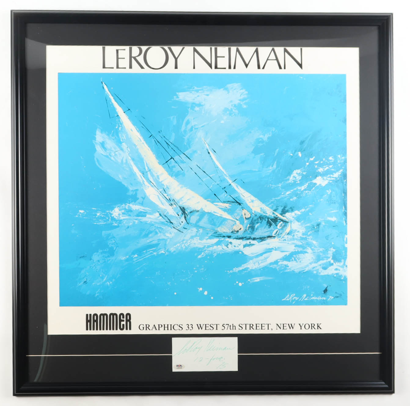 LeRoy Neiman Signed Custom Framed Cut Display with Art Print Inscribed "12-Four, '75" (PSA) at PristineAuction.com LeRoy Neiman Signed Custom Framed Cut Display with Art Print Inscribed "12-Four, '75" (PSA) at PristineAuction.com